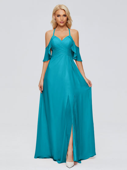 Taylor Off The Shoulder Split Chiffon Bridesmaid Dresses