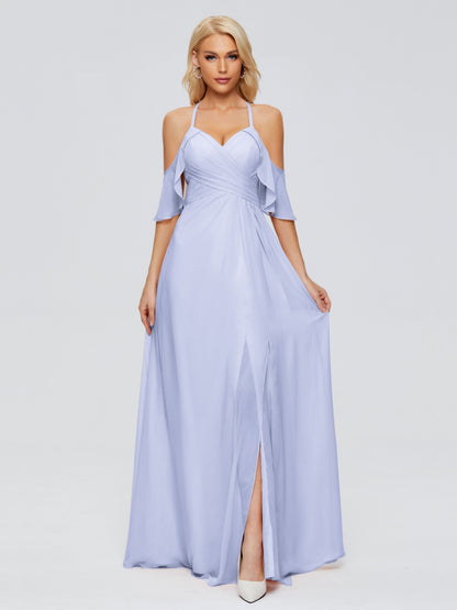 Taylor Off The Shoulder Split Chiffon Bridesmaid Dresses