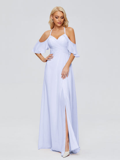 Taylor Off The Shoulder Split Chiffon Bridesmaid Dresses