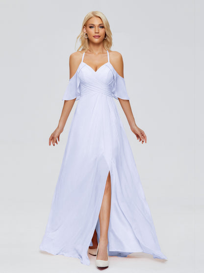 Taylor Off The Shoulder Split Chiffon Bridesmaid Dresses