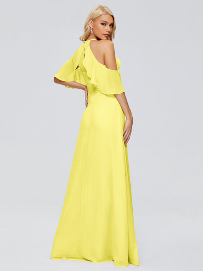 Taylor Off The Shoulder Split Chiffon Bridesmaid Dresses