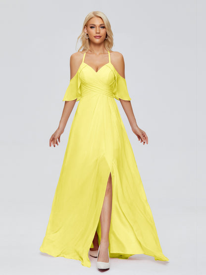 Taylor Off The Shoulder Split Chiffon Bridesmaid Dresses