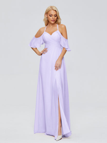 Taylor Off The Shoulder Split Chiffon Bridesmaid Dresses