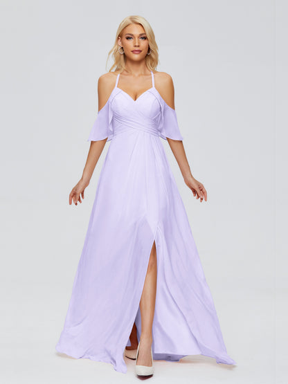 Taylor Off The Shoulder Split Chiffon Bridesmaid Dresses