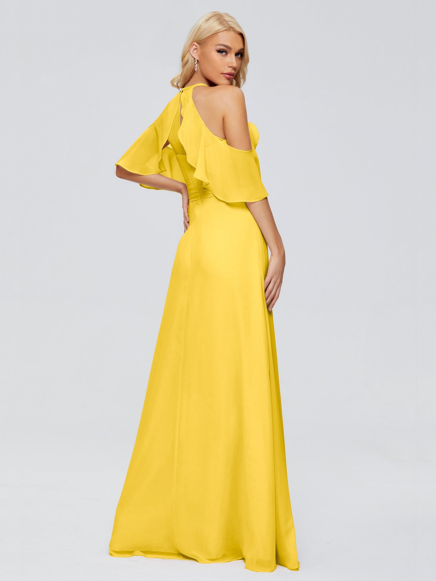 Taylor Off The Shoulder Split Chiffon Bridesmaid Dresses