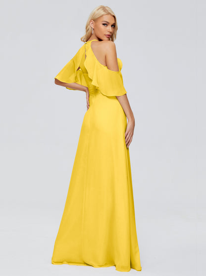 Taylor Off The Shoulder Split Chiffon Bridesmaid Dresses
