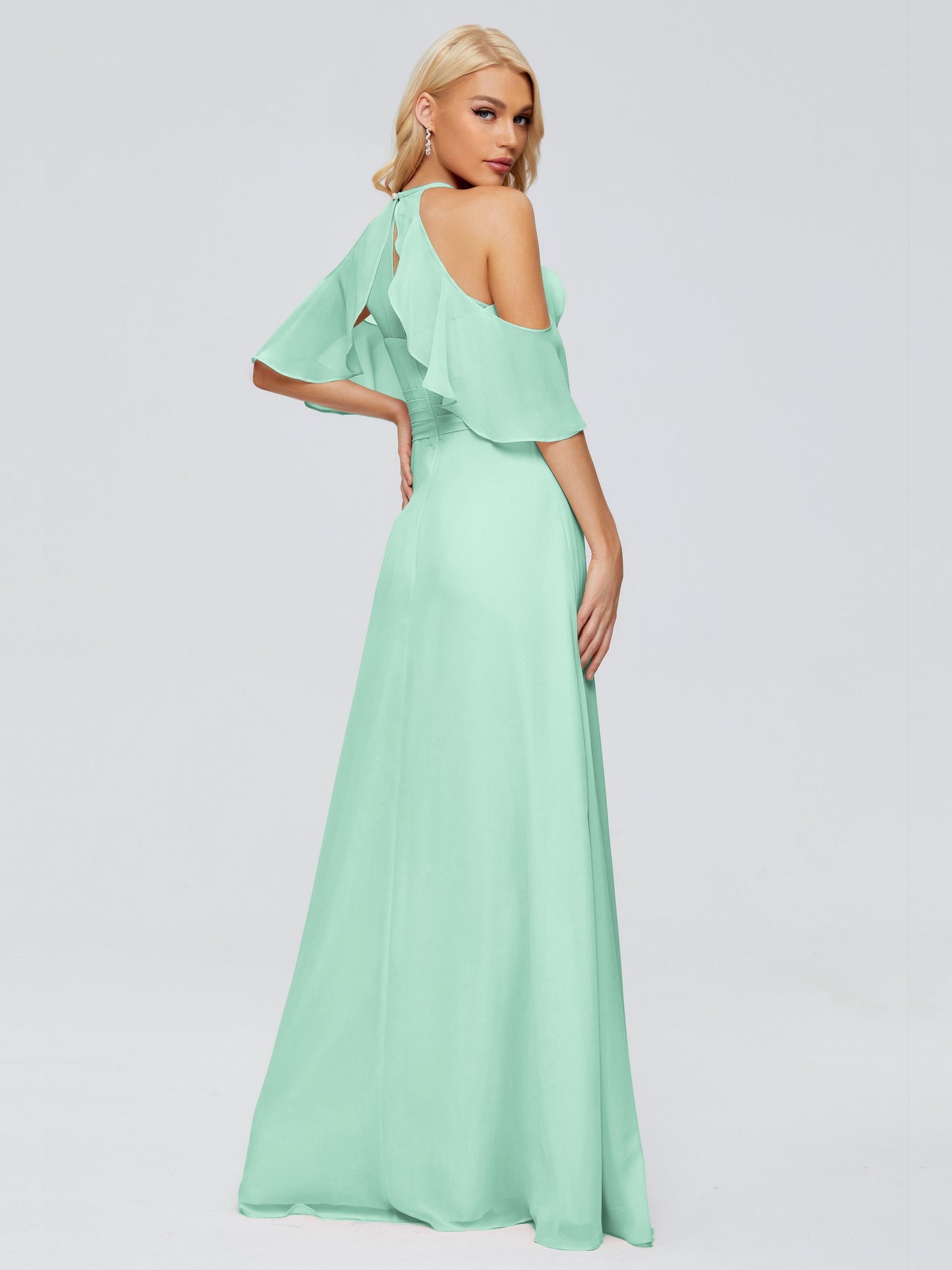 Taylor Off The Shoulder Split Chiffon Bridesmaid Dresses