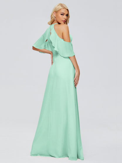 Taylor Off The Shoulder Split Chiffon Bridesmaid Dresses