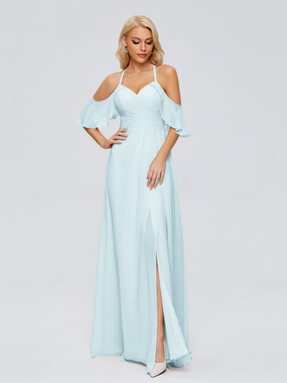 Taylor Off The Shoulder Split Chiffon Bridesmaid Dresses