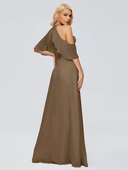 Taylor Off The Shoulder Split Chiffon Bridesmaid Dresses