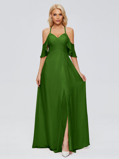 Taylor Off The Shoulder Split Chiffon Bridesmaid Dresses