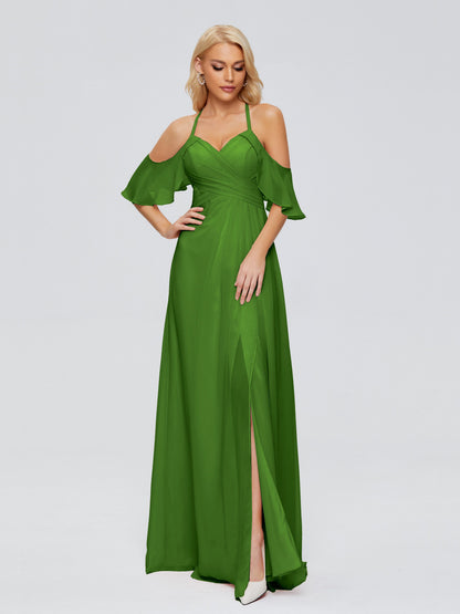 Taylor Off The Shoulder Split Chiffon Bridesmaid Dresses