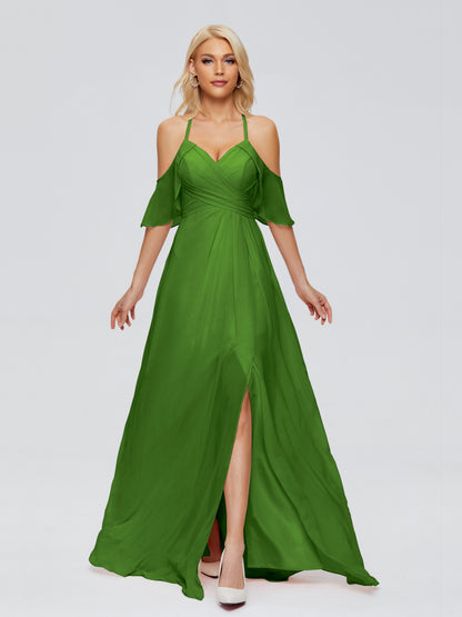 Taylor Off The Shoulder Split Chiffon Bridesmaid Dresses