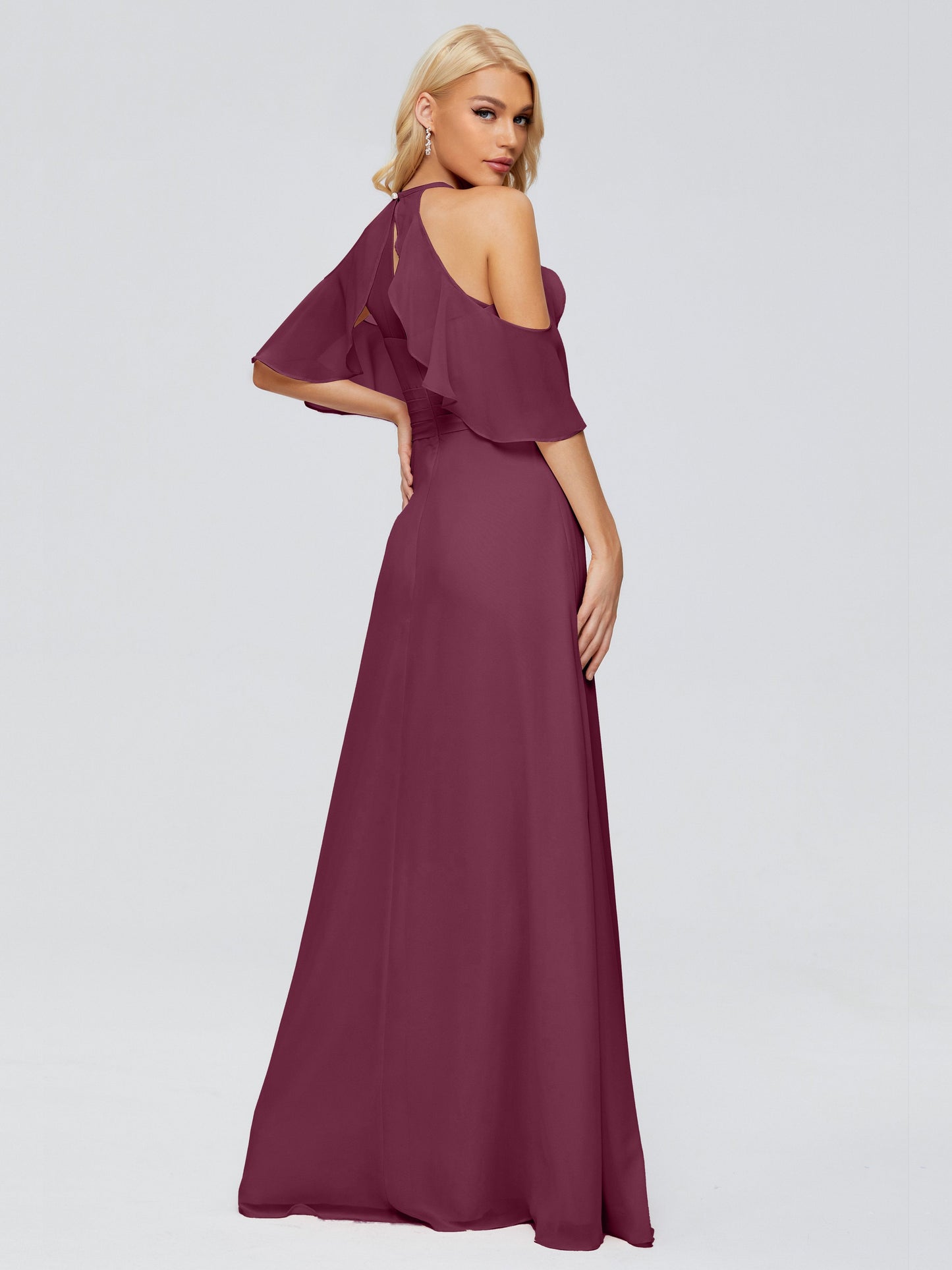 Taylor Off The Shoulder Split Chiffon Bridesmaid Dresses