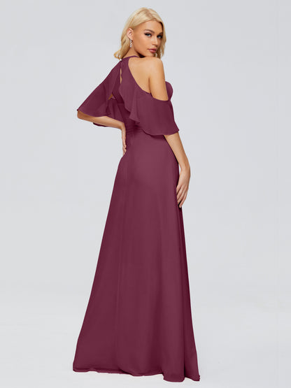 Taylor Off The Shoulder Split Chiffon Bridesmaid Dresses