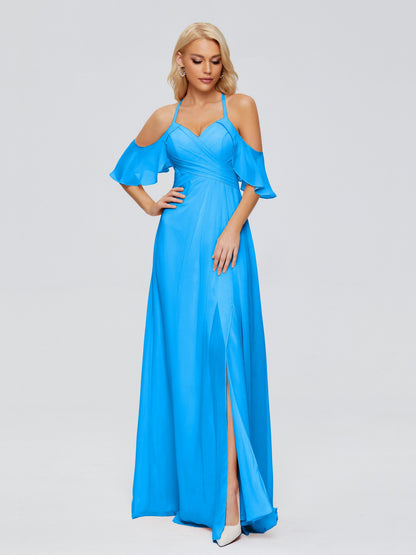 Taylor Off The Shoulder Split Chiffon Bridesmaid Dresses