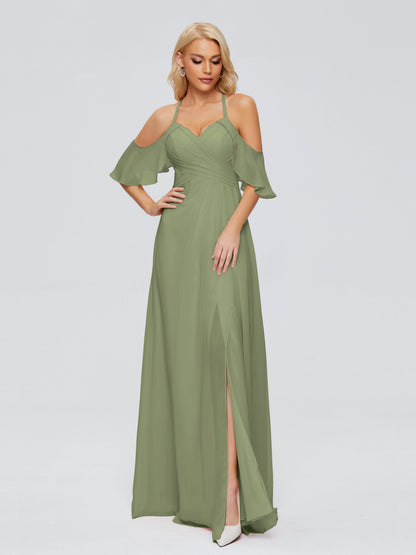 Taylor Off The Shoulder Split Chiffon Bridesmaid Dresses