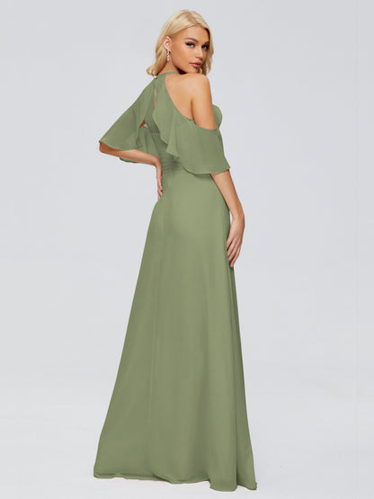 Taylor Off The Shoulder Split Chiffon Bridesmaid Dresses