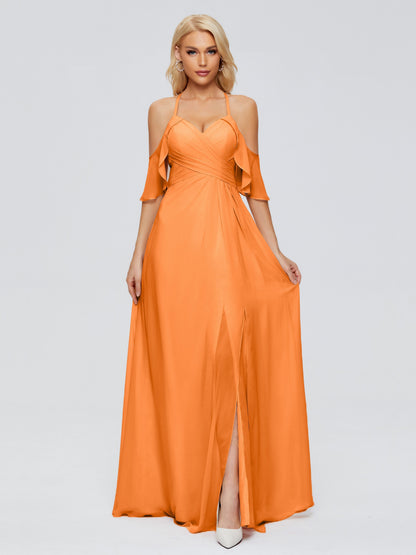 Taylor Off The Shoulder Split Chiffon Bridesmaid Dresses