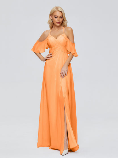 Taylor Off The Shoulder Split Chiffon Bridesmaid Dresses