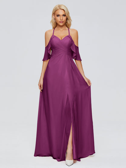 Taylor Off The Shoulder Split Chiffon Bridesmaid Dresses