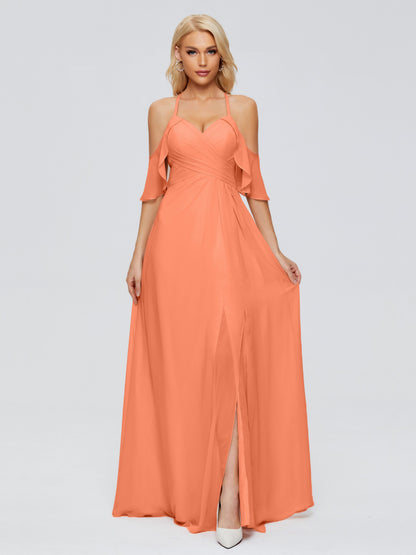 Taylor Off The Shoulder Split Chiffon Bridesmaid Dresses