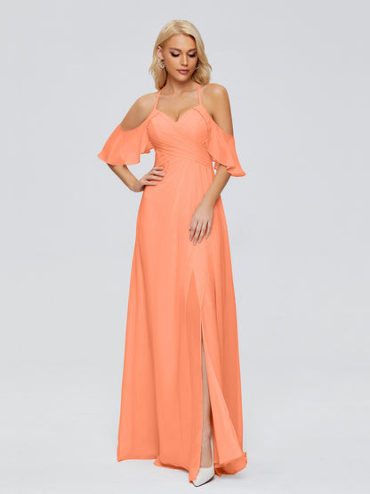 Taylor Off The Shoulder Split Chiffon Bridesmaid Dresses