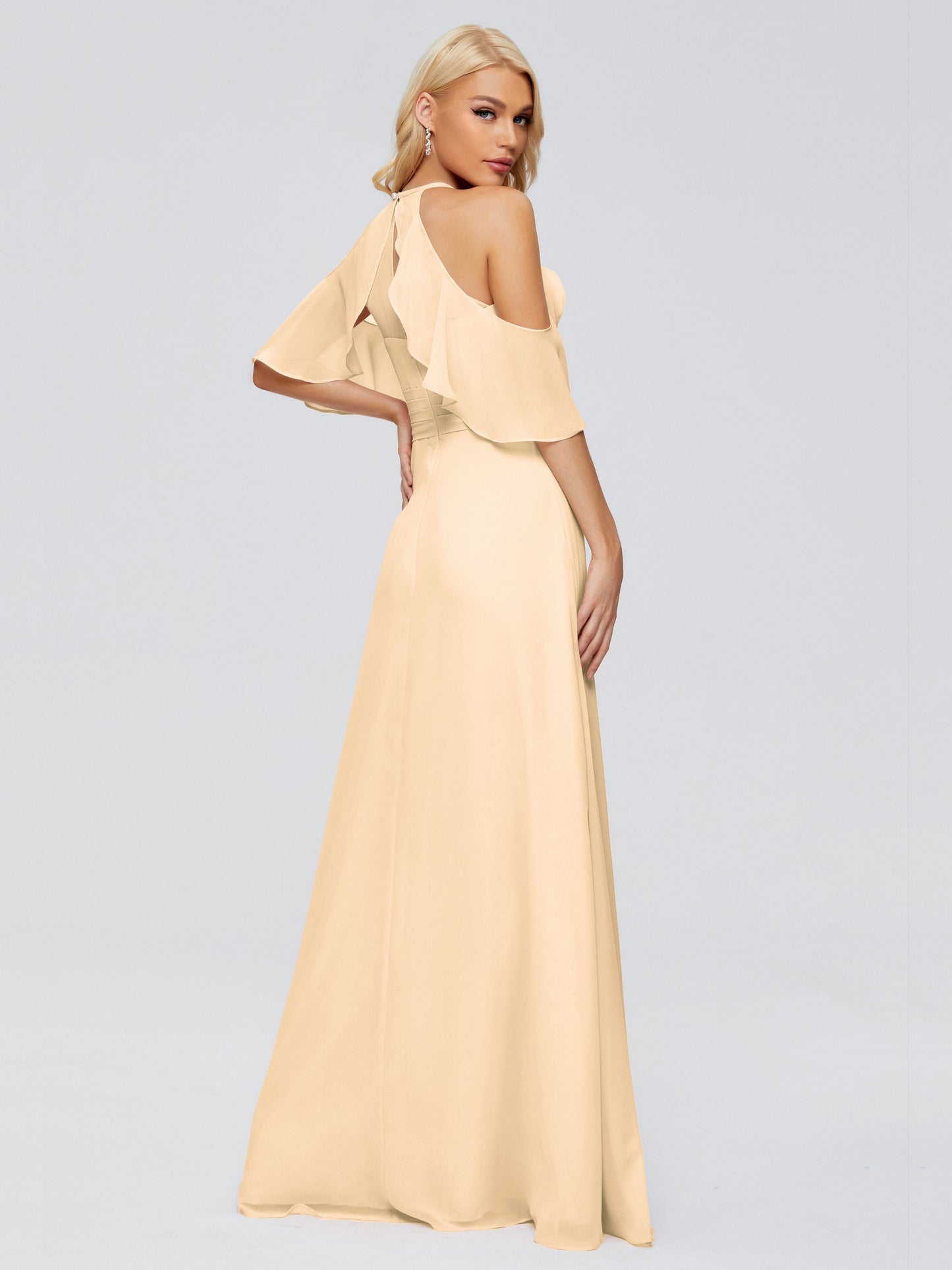 Taylor Off The Shoulder Split Chiffon Bridesmaid Dresses