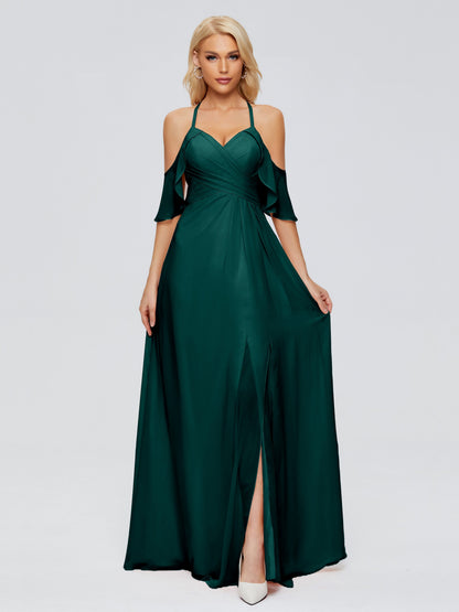 Taylor Off The Shoulder Split Chiffon Bridesmaid Dresses