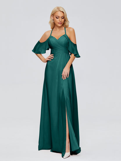 Taylor Off The Shoulder Split Chiffon Bridesmaid Dresses