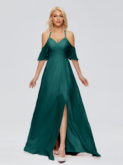 Taylor Off The Shoulder Split Chiffon Bridesmaid Dresses