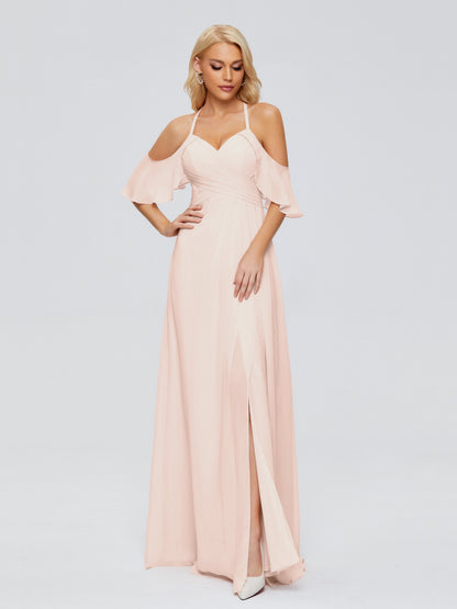 Taylor Off The Shoulder Split Chiffon Bridesmaid Dresses