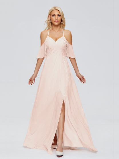Taylor Off The Shoulder Split Chiffon Bridesmaid Dresses