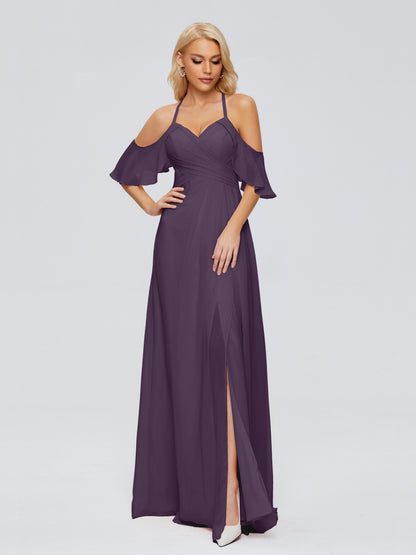 Taylor Off The Shoulder Split Chiffon Bridesmaid Dresses