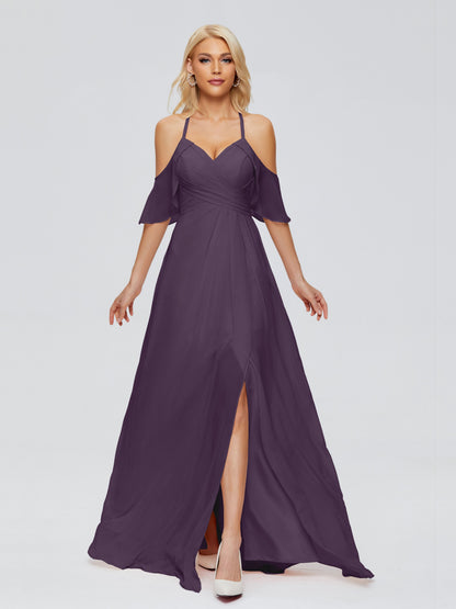Taylor Off The Shoulder Split Chiffon Bridesmaid Dresses