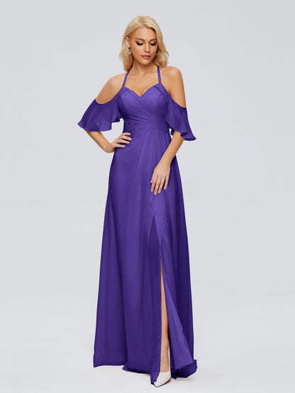 Taylor Off The Shoulder Split Chiffon Bridesmaid Dresses