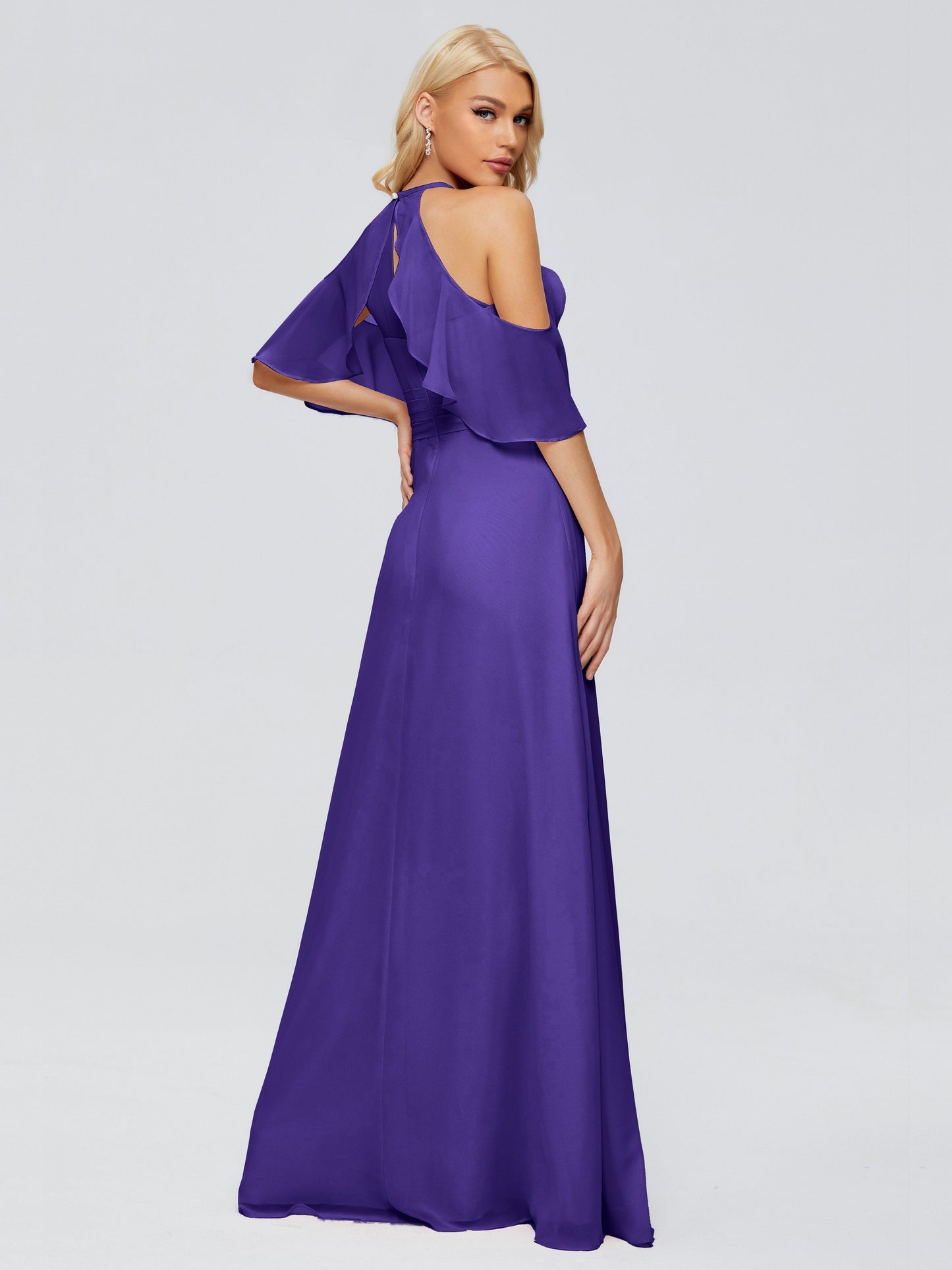 Taylor Off The Shoulder Split Chiffon Bridesmaid Dresses