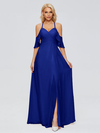 Taylor Off The Shoulder Split Chiffon Bridesmaid Dresses