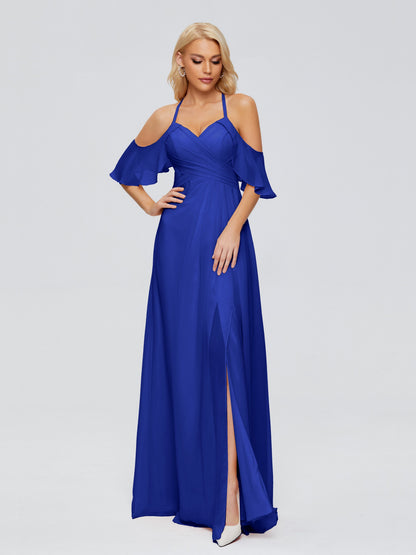 Taylor Off The Shoulder Split Chiffon Bridesmaid Dresses
