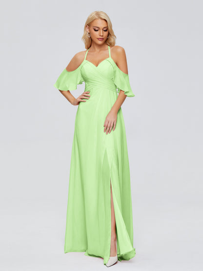 Taylor Off The Shoulder Split Chiffon Bridesmaid Dresses