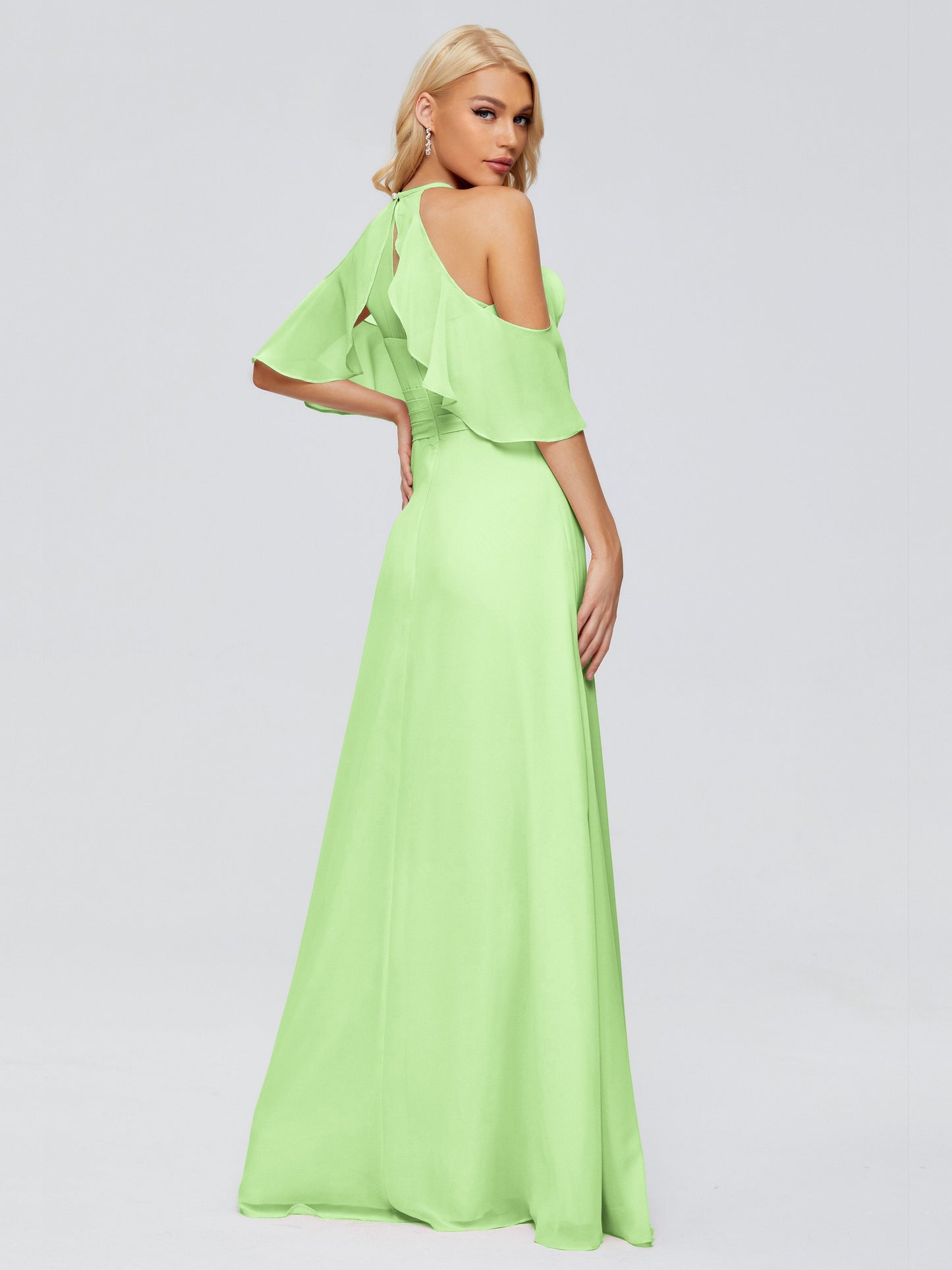 Taylor Off The Shoulder Split Chiffon Bridesmaid Dresses