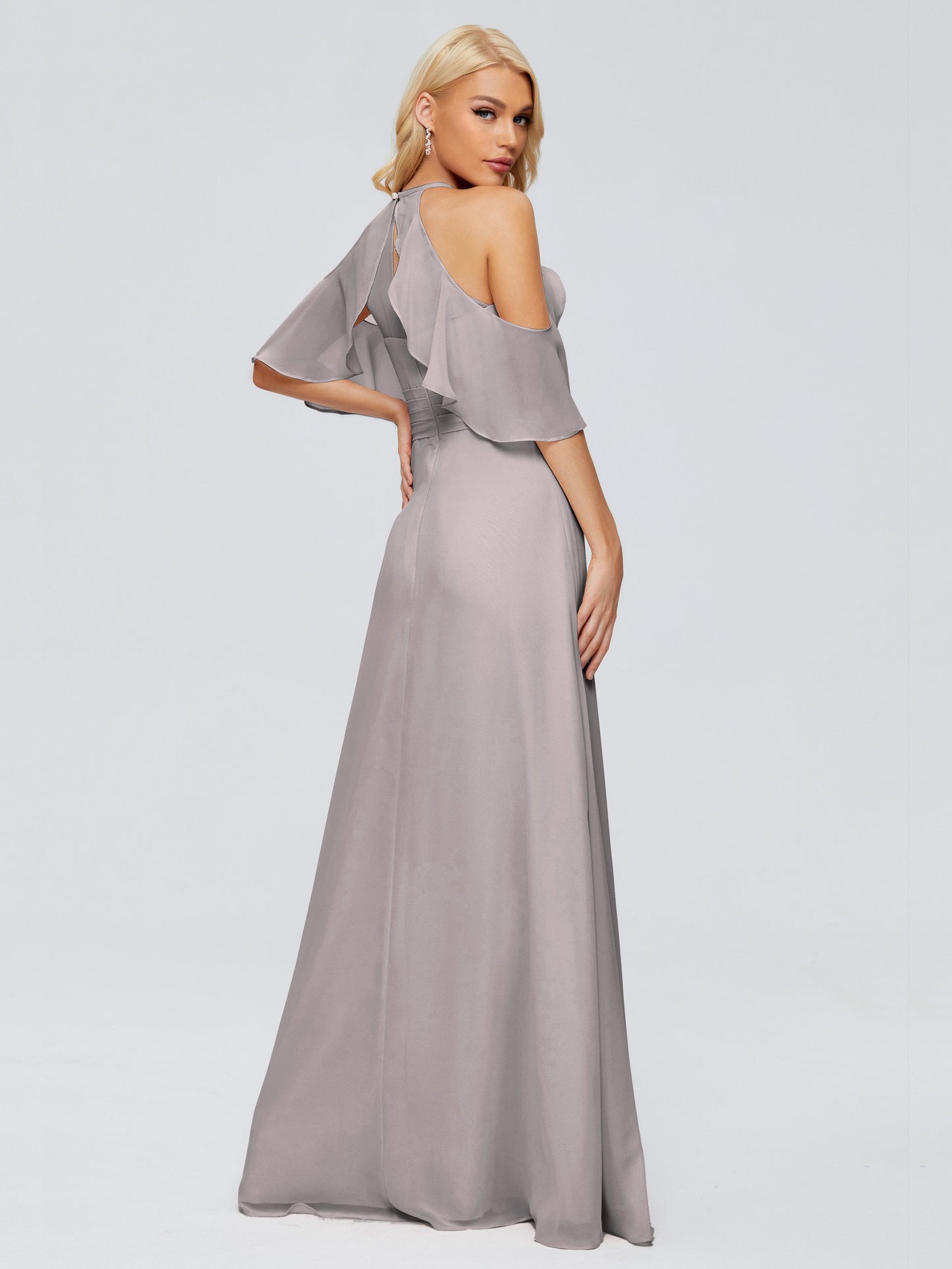Taylor Off The Shoulder Split Chiffon Bridesmaid Dresses