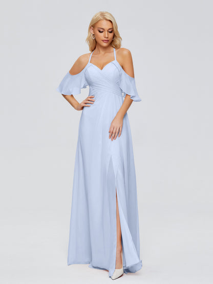 Taylor Off The Shoulder Split Chiffon Bridesmaid Dresses