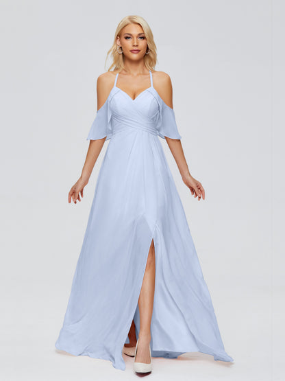 Taylor Off The Shoulder Split Chiffon Bridesmaid Dresses
