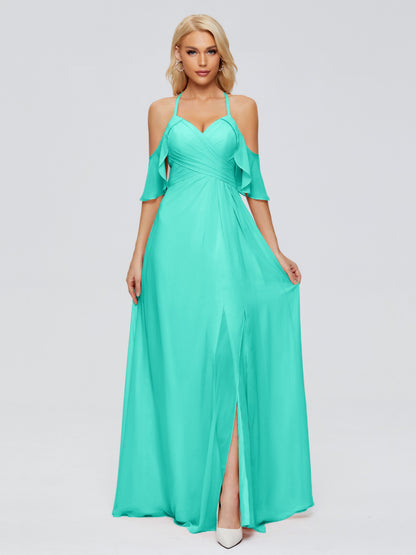 Taylor Off The Shoulder Split Chiffon Bridesmaid Dresses