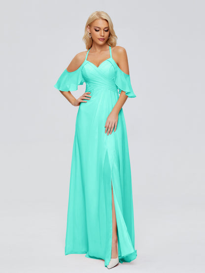 Taylor Off The Shoulder Split Chiffon Bridesmaid Dresses