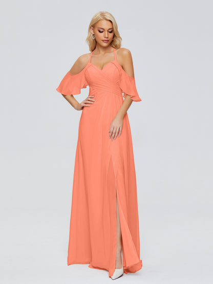 Taylor Off The Shoulder Split Chiffon Bridesmaid Dresses