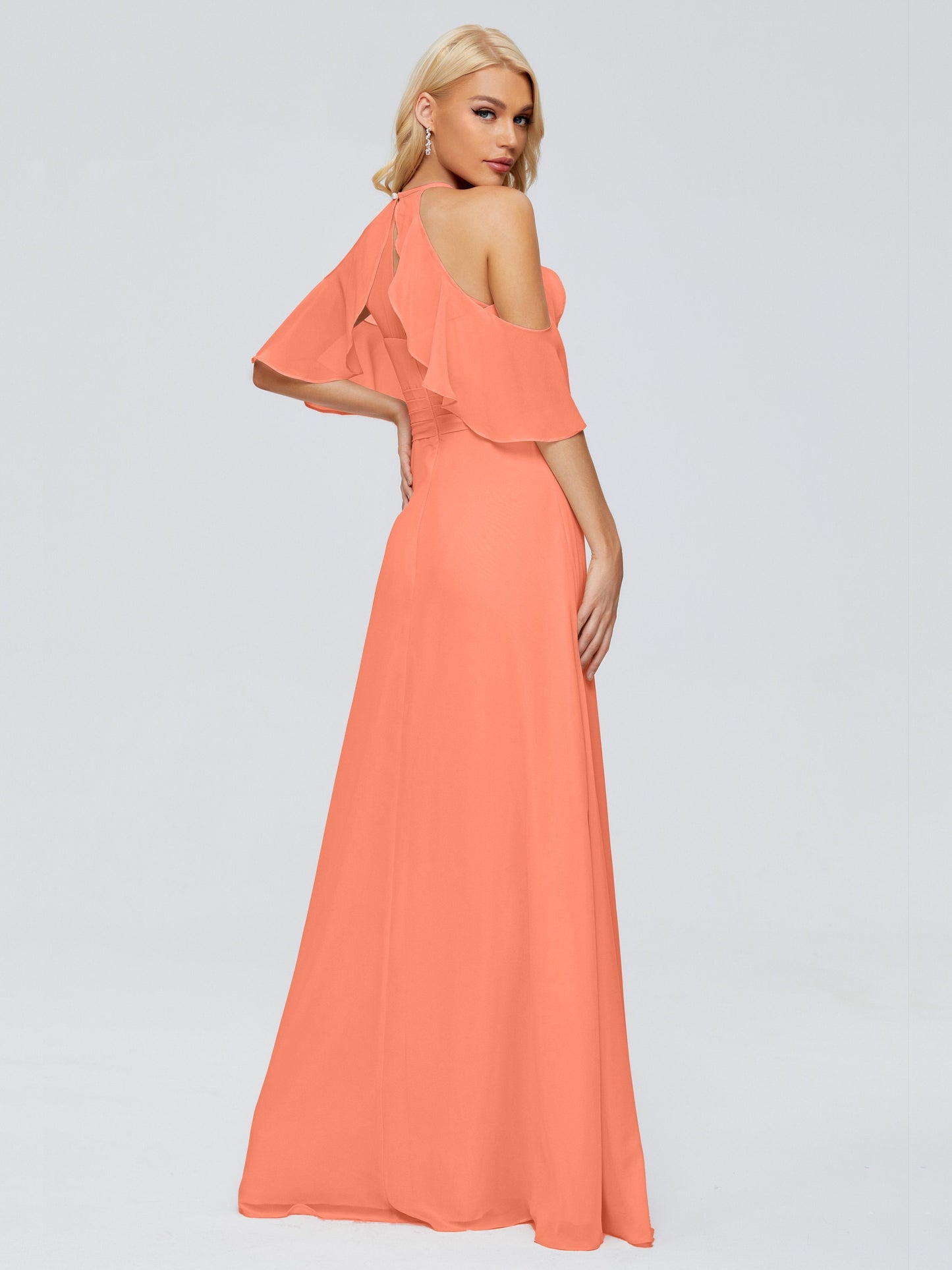 Taylor Off The Shoulder Split Chiffon Bridesmaid Dresses