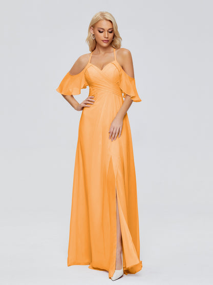 Taylor Off The Shoulder Split Chiffon Bridesmaid Dresses