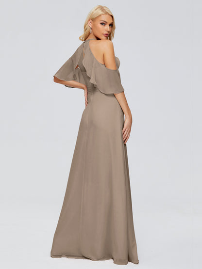 Taylor Off The Shoulder Split Chiffon Bridesmaid Dresses